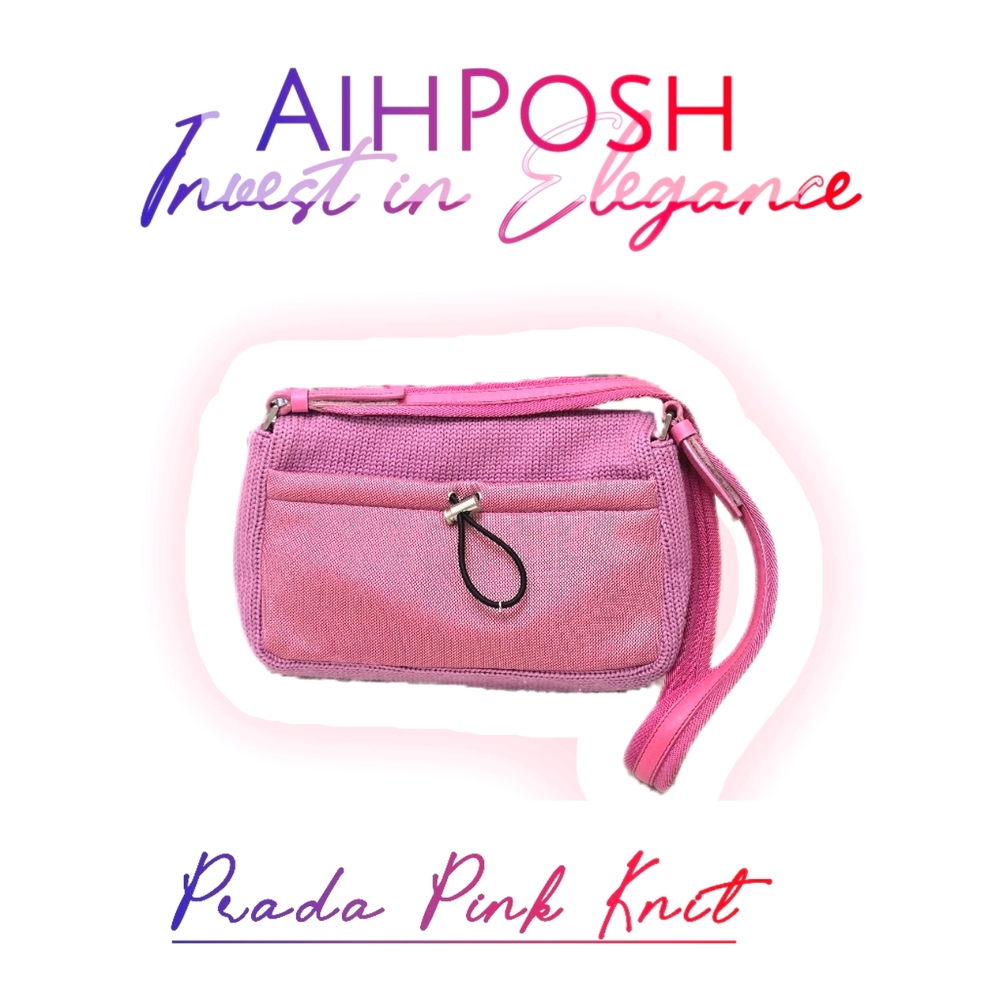 PRADA PINK KNIT SHOULDER BAG